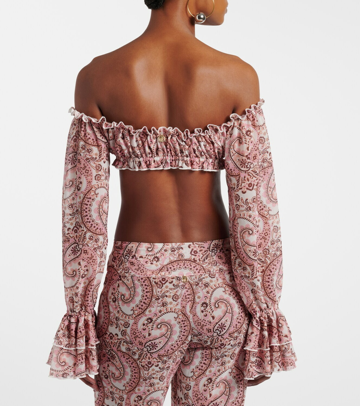 Bananhot Elma off-shoulder paisley crop top