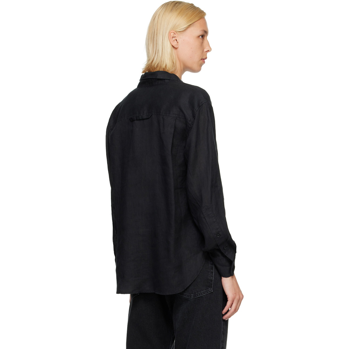 Citizens of Humanity Black Kayla Shrunken Linen Shirt