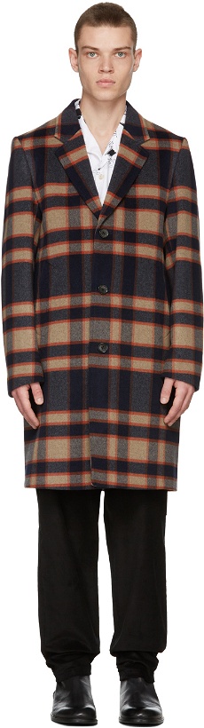 Photo: PS by Paul Smith Navy & Red Check Coat