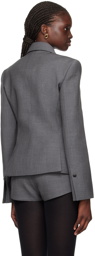 Ferragamo Gray Double-Breasted Blazer