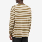 Neighborhood Men's Long Sleeve Border Stripe T-Shirt in Olive Drab