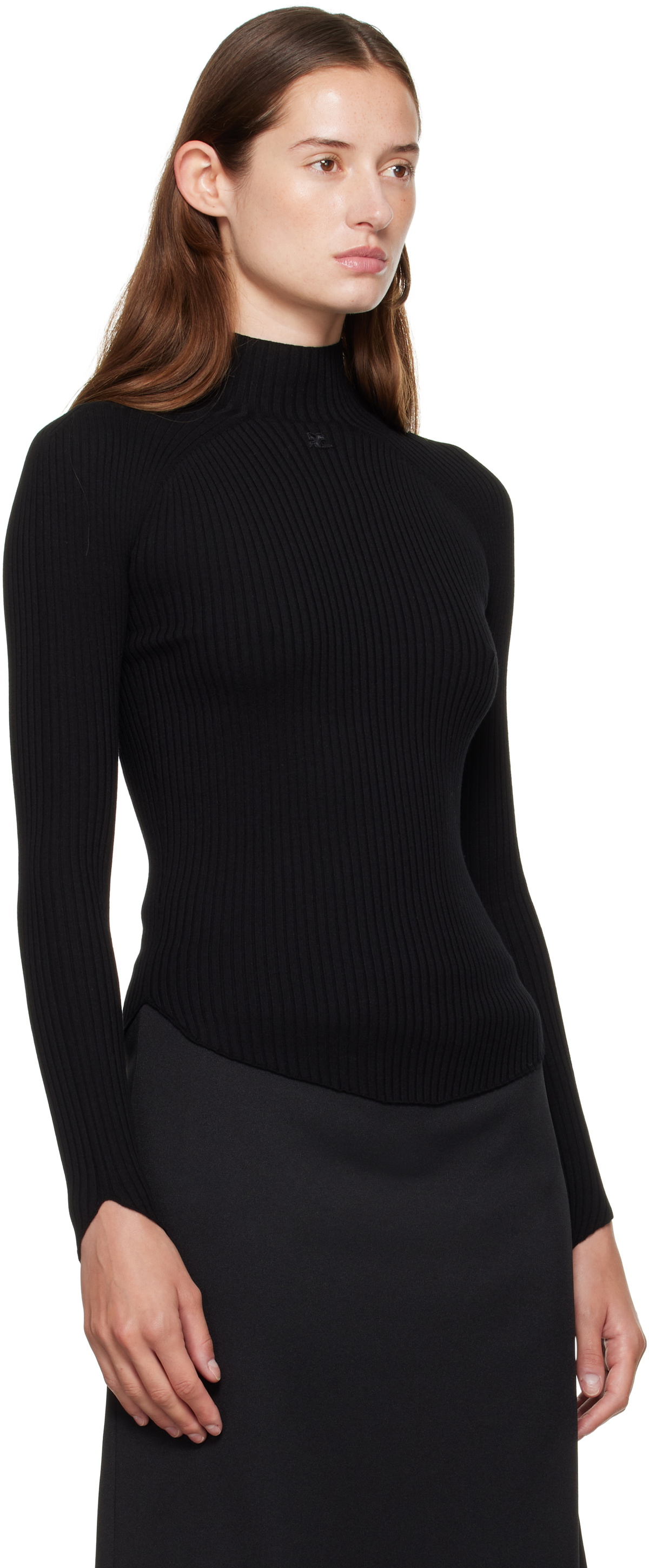 Courrèges Black Circle Mockneck Sweater