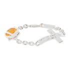 SWEETLIMEJUICE SSENSE Exclusive Silver and Yellow Denim Oval Crucifix Heavy Bracelet