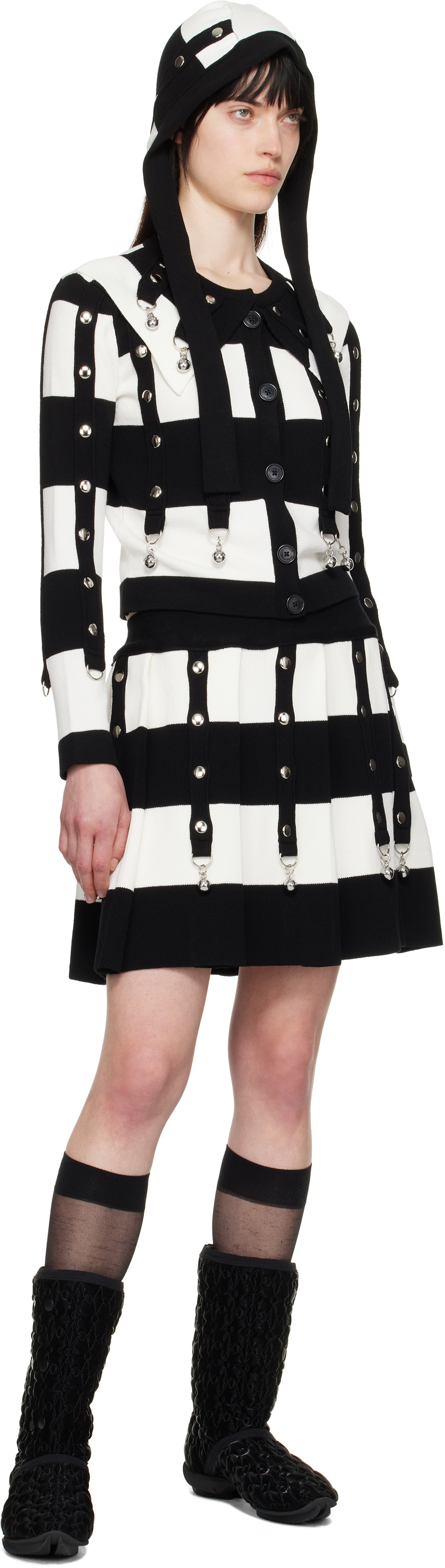 Chopova Lowena Black & White Kip Cardigan