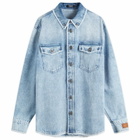 Versace Men's Denim Button Down Shirt in Light Blue