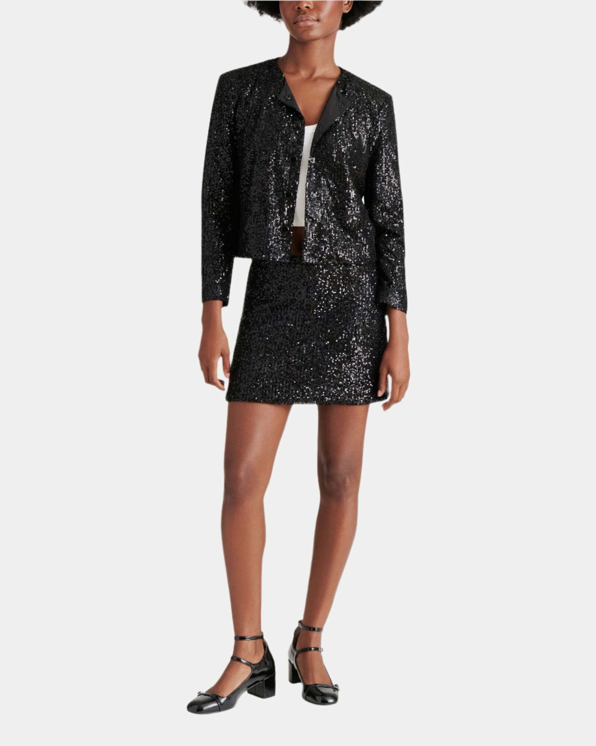 Steve Madden Sequin Mini Skirt in Black