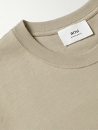 AMI PARIS - Logo-Embroidered Organic Cotton-Jersey T-Shirt - Neutrals