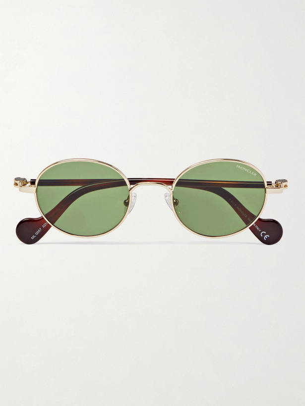 Photo: MONCLER - Round-Frame Gold-Tone and Tortoiseshell Acetate Sunglasses - Gold