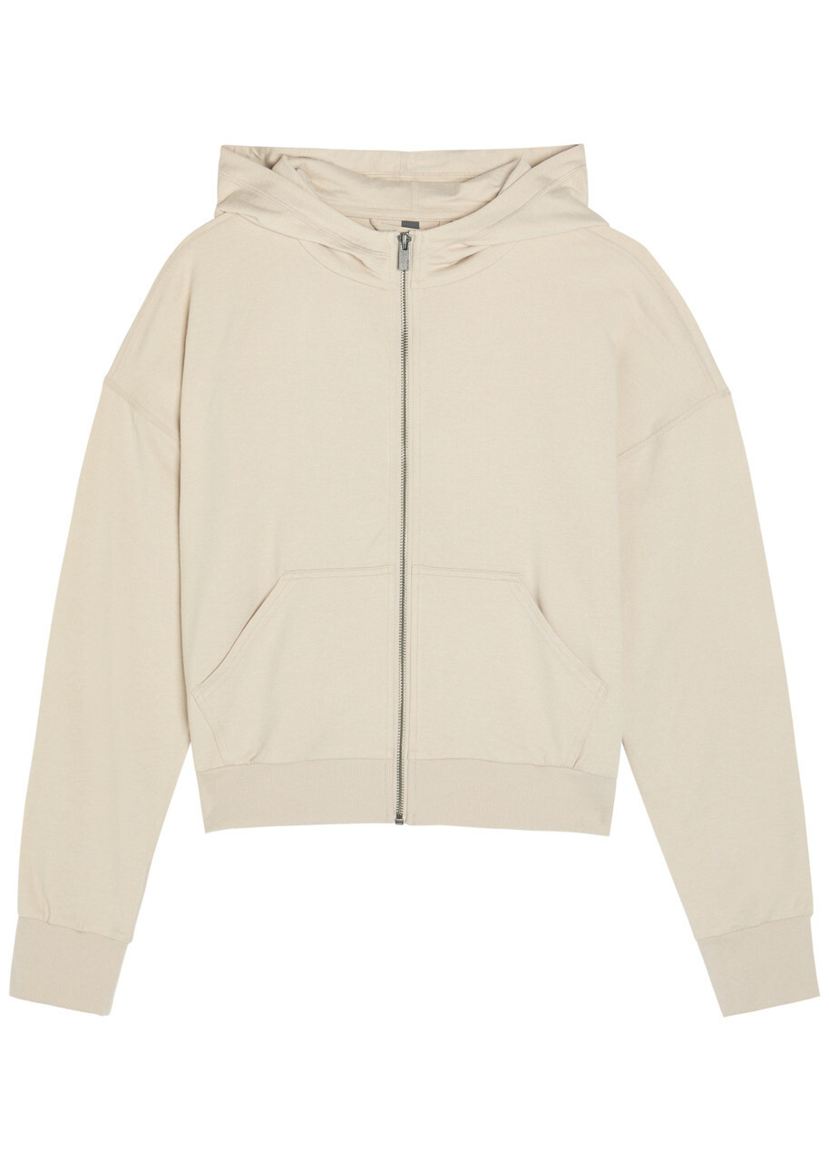 Vuori Halo Modern Hooded Jersey Sweatshirt Ecru