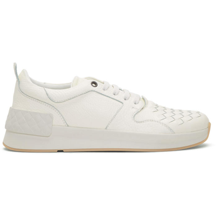 Bottega Veneta White Intrecciato Runner Sneakers