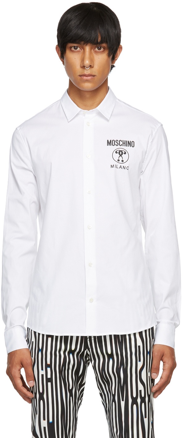 Moschino White Double Question Mark Shirt Moschino