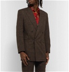Martine Rose - Double-Breasted Prince of Wales Checked Virgin Wool and Linen-Blend Suit Jacket - Brown