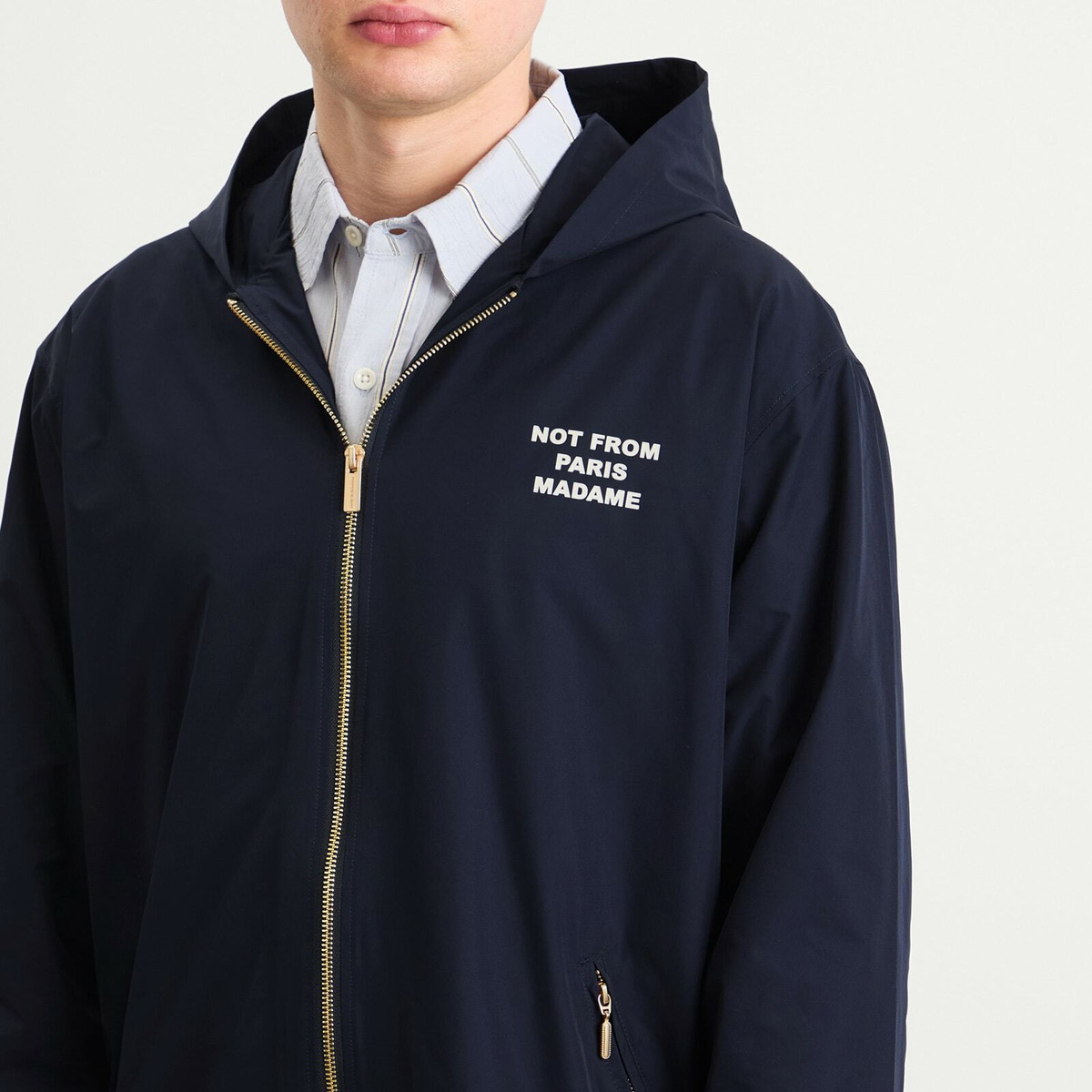 Drôle de Monsieur Men's Drole De Monsieur Slogan Zip Hoodie in Navy
