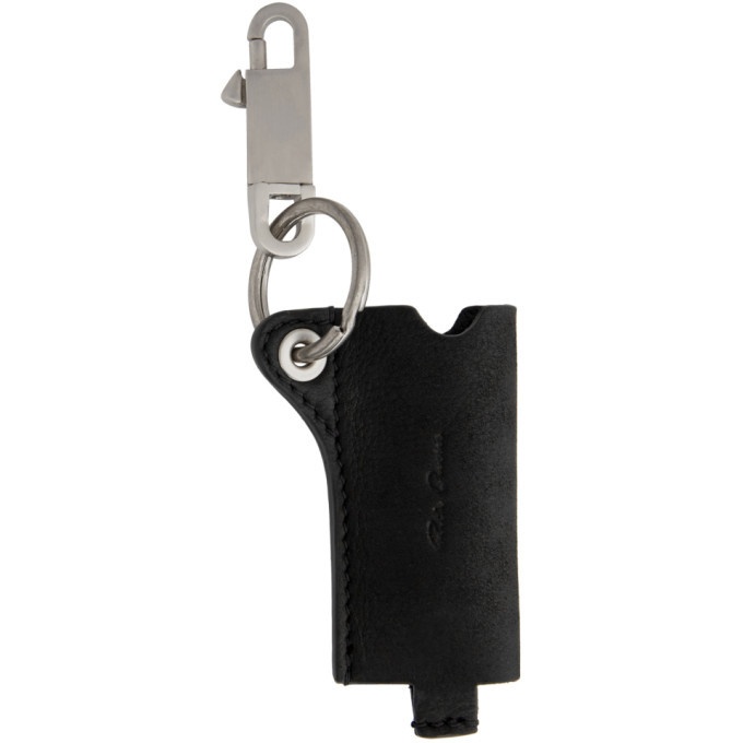 Rick Owens Black Leather Jumbo Lighter Case Keychain Rick Owens
