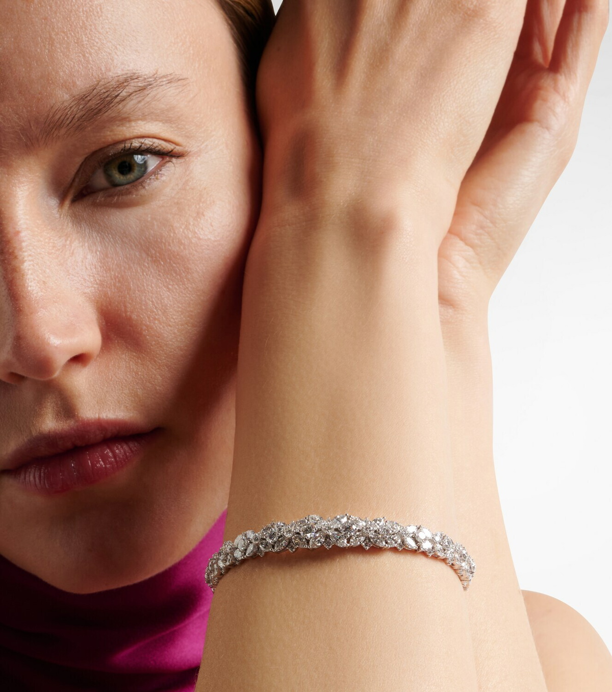 Yeprem Y-Couture 18kt white gold bangle with diamonds