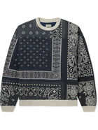 KAPITAL - Bandana-Print Cotton-Jersey and Quilted Shell Sweatshirt - Blue