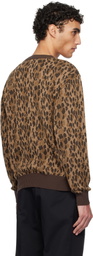 WACKO MARIA Brown Leopard Jacquard Knit Sweater