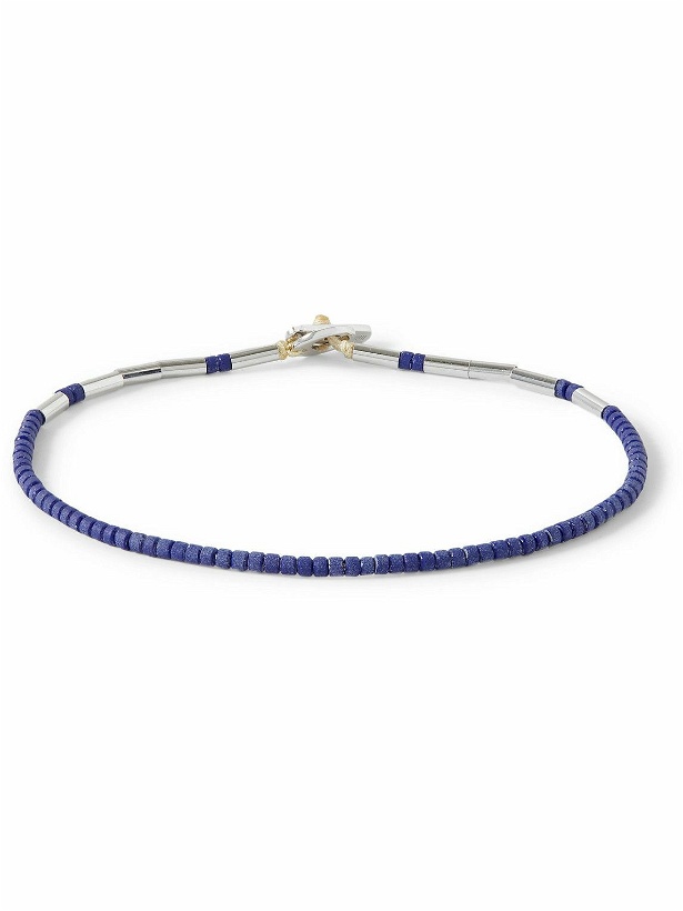Photo: Miansai - Kiran Silver Lapis Lazuli Beaded Bracelet - Blue