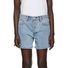 Helmut Lang Blue Denim Boy Fit Cut-Off Shorts