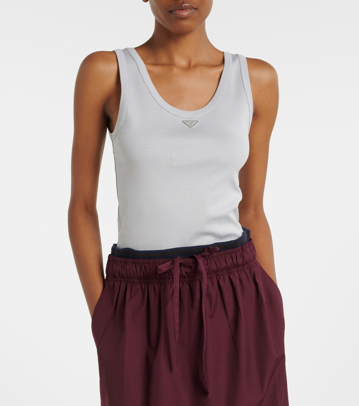 Prada Ribbed-knit cotton tank top