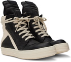 Rick Owens Black & Off-White Geobasket Sneakers