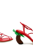 A.W.A.K.E Mode Bianca 65 Palm Tree Leather Sandals Red