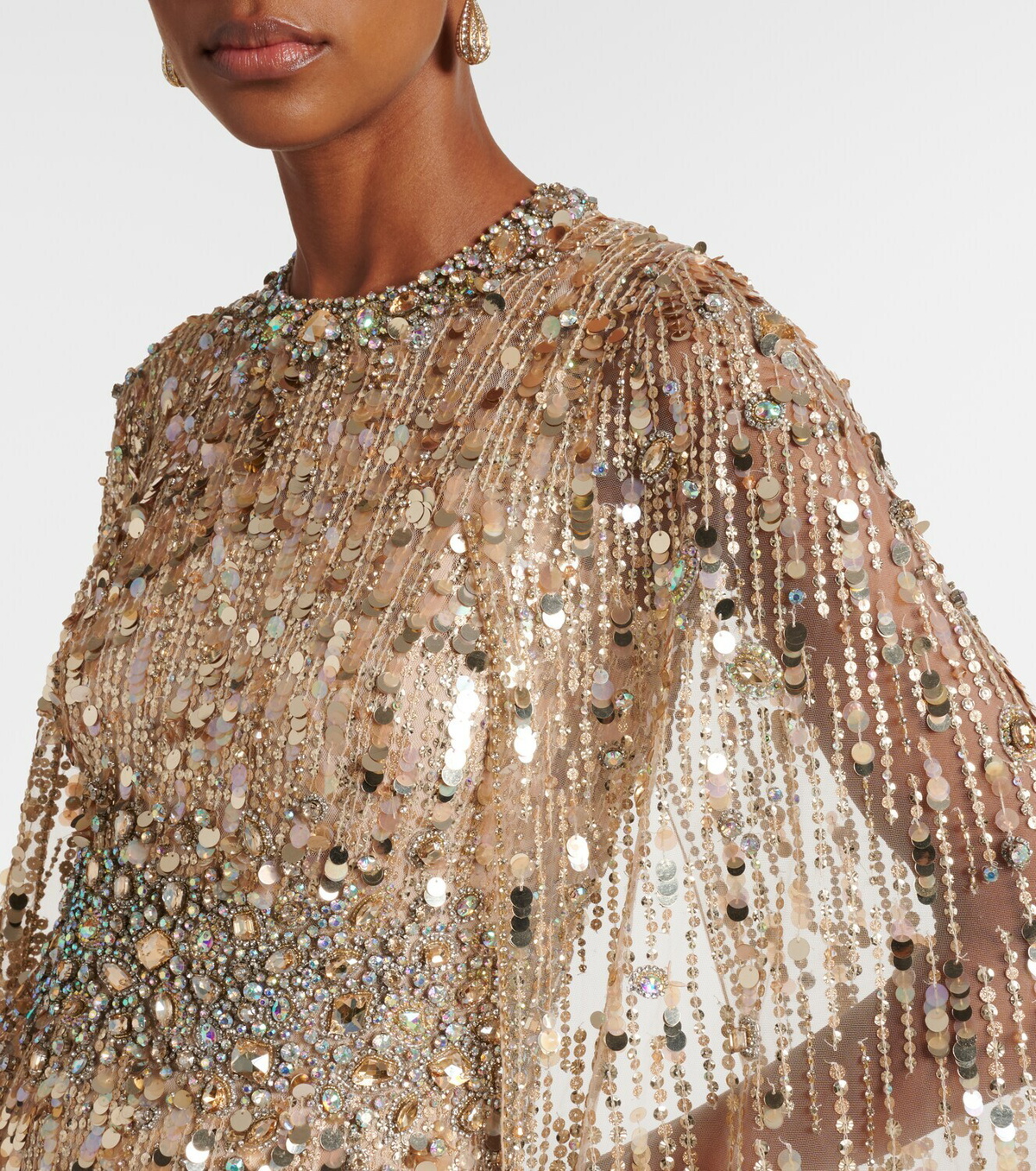 Jenny Packham Honey Dew caped embellished gown