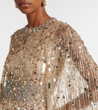 Jenny Packham Honey Dew caped embellished gown
