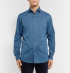 Ermenegildo Zegna - Slim-Fit Cutaway-Collar Denim Shirt - Blue