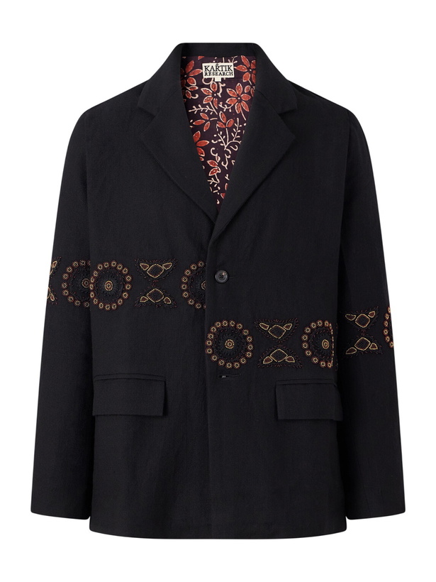 Photo: Kartik Research - Embroidered Wool Blazer - Black