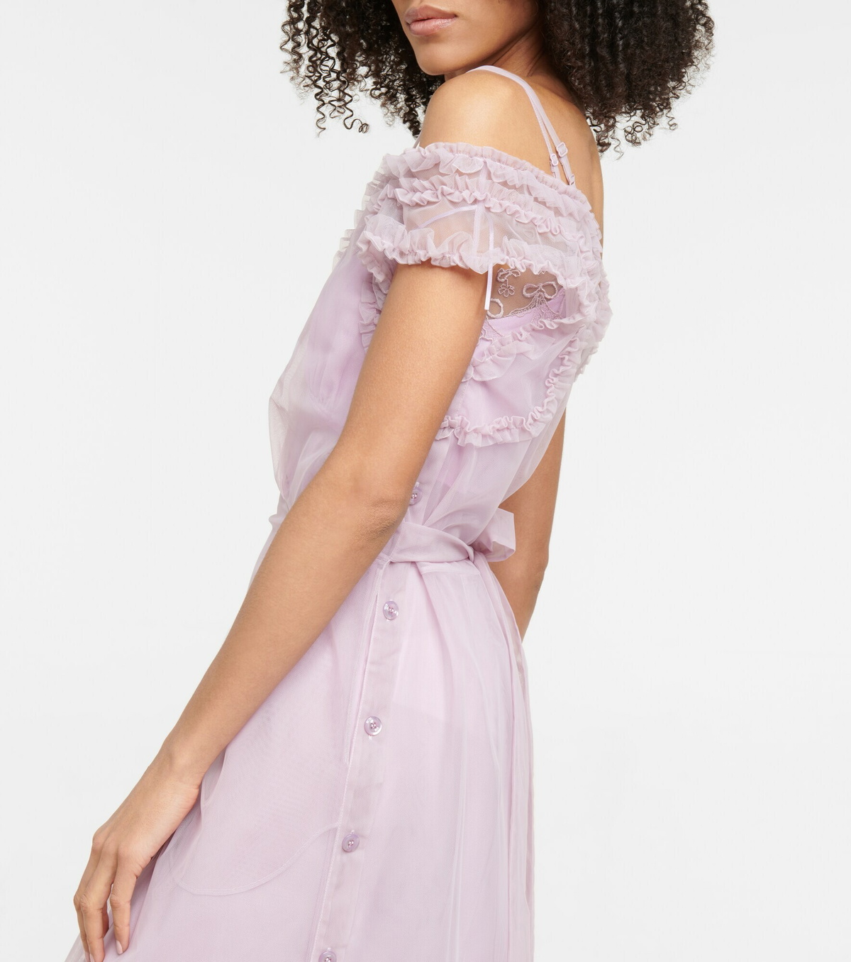 Tulle-trimmed slip dress in black - Simone Rocha | Mytheresa