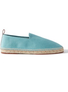 Loro Piana - Seaside Walk Leather-Trimmed Cotton and Silk-Blend Espadrilles - Blue