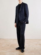 Saman Amel - Slim-Fit Silk and Linen-Blend Suit Jacket - Blue
