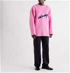 Balenciaga - Oversized Logo-Embroidered Brushed Cotton-Blend Sweater - Pink