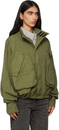 The Attico Green Overdyed Bomber Jacket