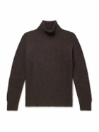 De Petrillo - Slim-Fit Ribbed Merino Wool and Cashmere-Blend Rollneck Sweater - Brown