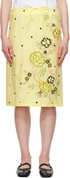 Kenzo Yellow Kenzo Paris 'KENZO Peonies' Embroidered Straight Midi Skirt