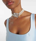 Self-Portrait Crystal Flower faux pearls-embellished choker