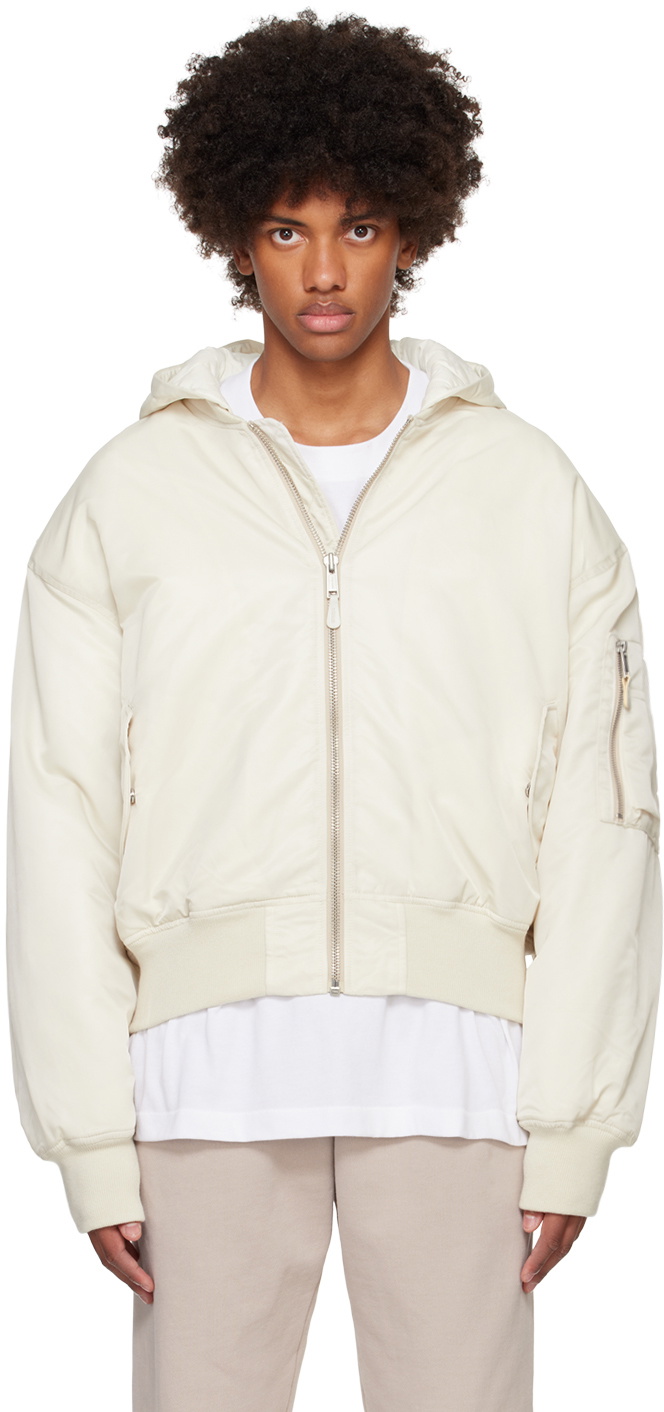 Entire Studios Off-White Hooded Broad Bomber Jacket Entire Studios