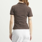 Samsøe Samsøe Women's Samia Short Sleeve Polo Top in Coffee Brown Stripe