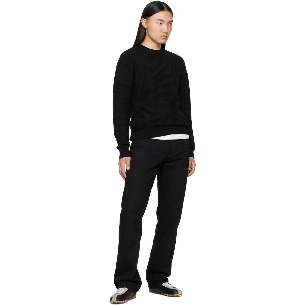 Moncler Black Textured Cashmere & Wool Sweater