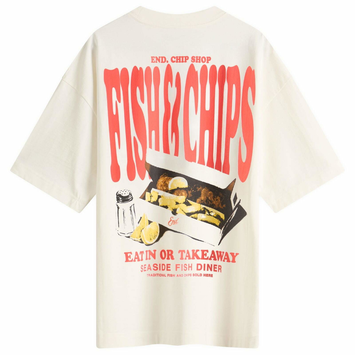 END. Coastal Fish Bar Eat In T-Shirt in Ecru