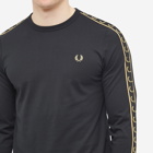 Fred Perry Authentic Men's Long Sleeve Contrast Taped Ringer T-Shirt in Black/1964 Gold