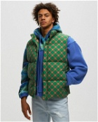 Erl Printed Quilted Puffer Vest Woven Green - Mens - Vests