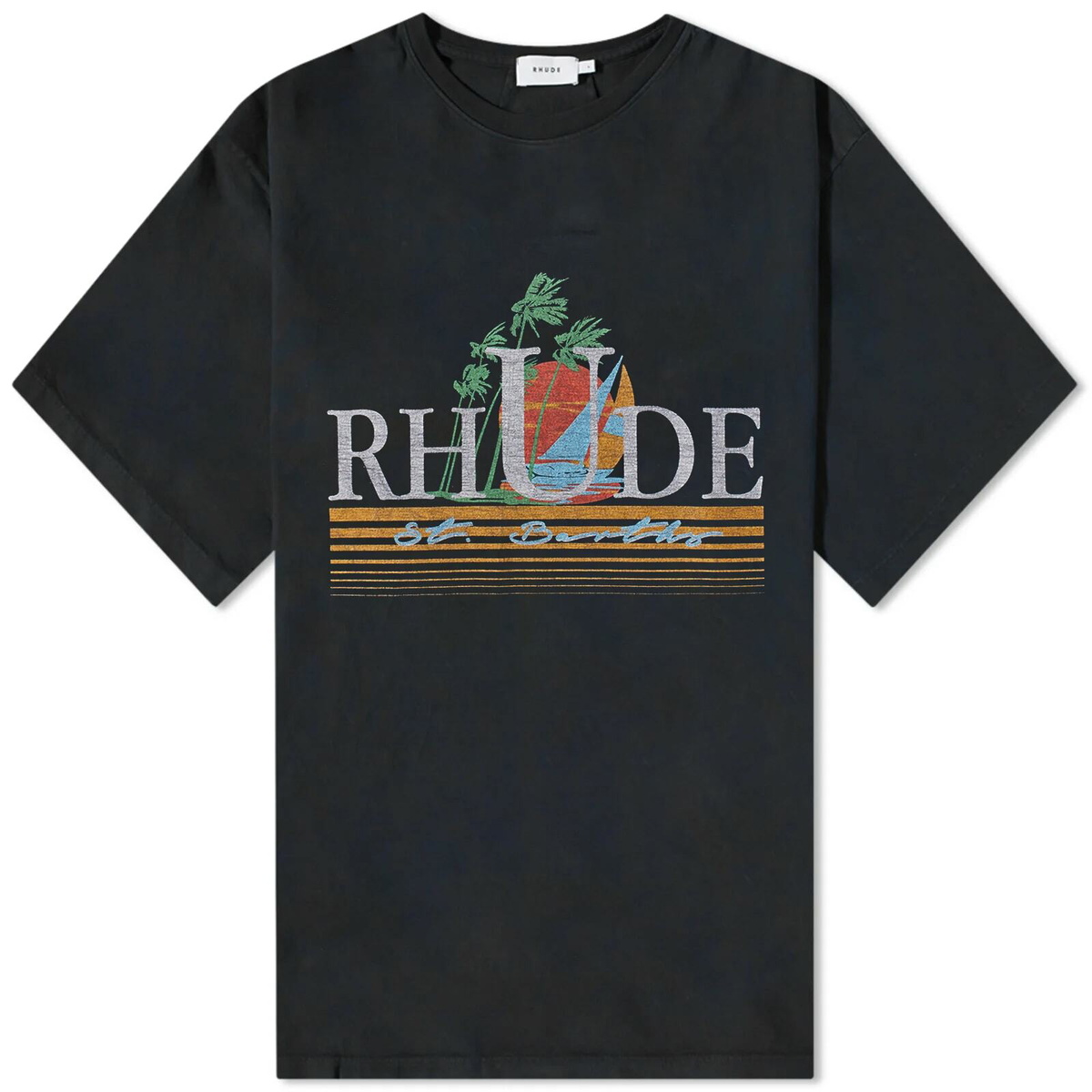Rhude Men's Tropics T-Shirt in Vtg Black Rhude