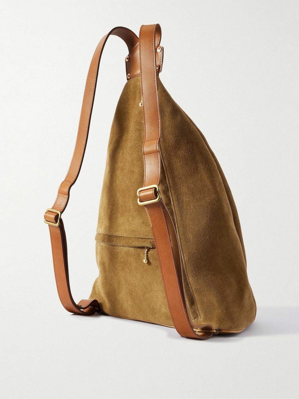 KAPITAL - Harvey Medicin Embellished Leather-Trimmed Suede Backpack
