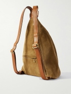 KAPITAL - Harvey Medicin Embellished Leather-Trimmed Suede Backpack