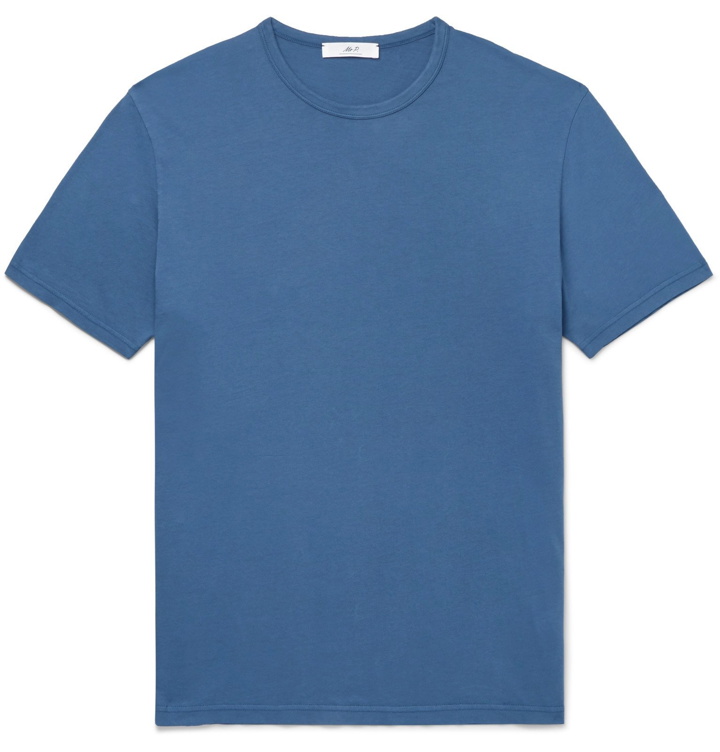 Photo: Mr P. - Garment-Dyed Cotton-Jersey T-Shirt - Blue