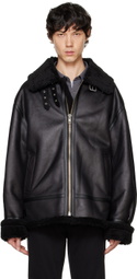 Dunst Black Loose-Fit Faux-Leather Jacket