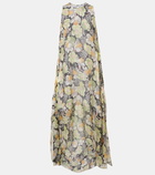 Loewe Floral asymmetric silk maxi dress